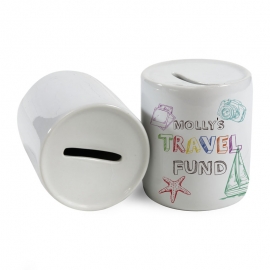 Printed White Ceramic Money Box